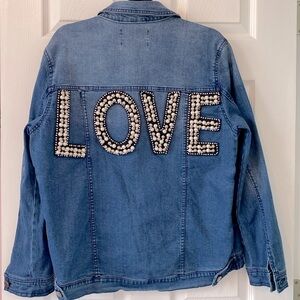 NEW Rachel Roy Denim Embroidered Beaded Jacket